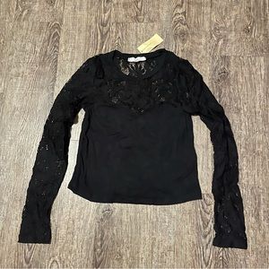 Don’t Ask Why - Black Lacy Long Sleeve Shirt
